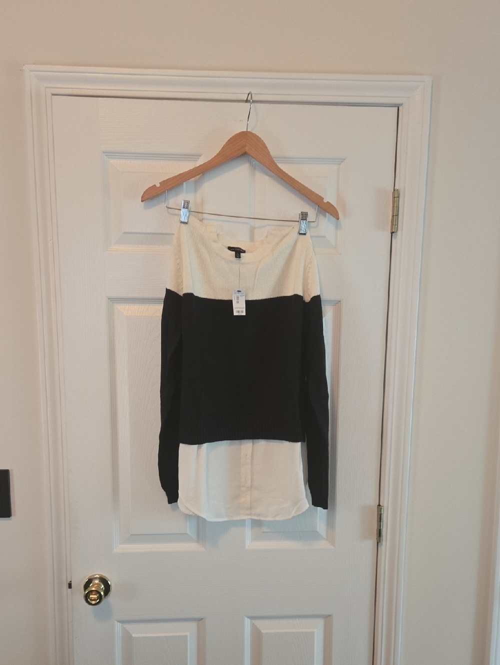 The Limited Black and Cream Layered Tunic Sweater
